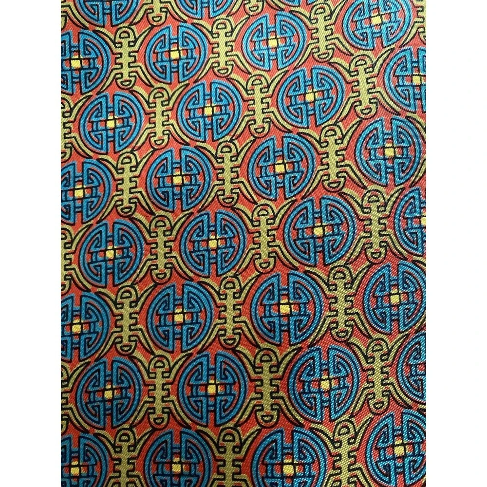 Vintage 100% Silk Rectangular‎ Scarf Japanese Fringe Red Blue Multi 12
